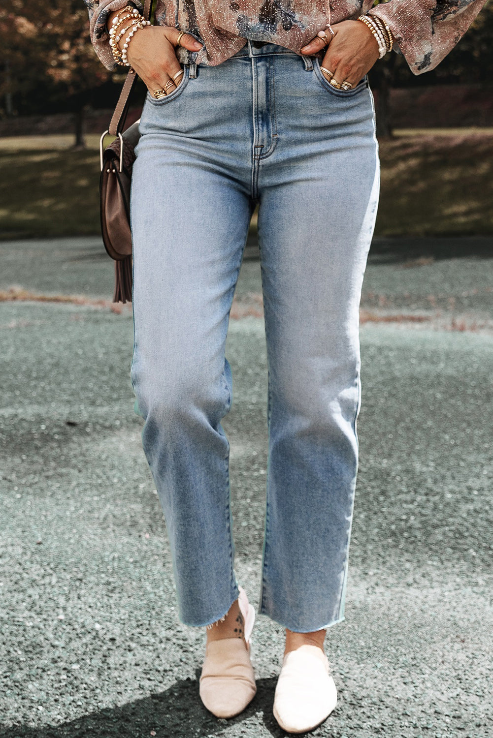 Blue Skies Raw Edge Straight Jeans