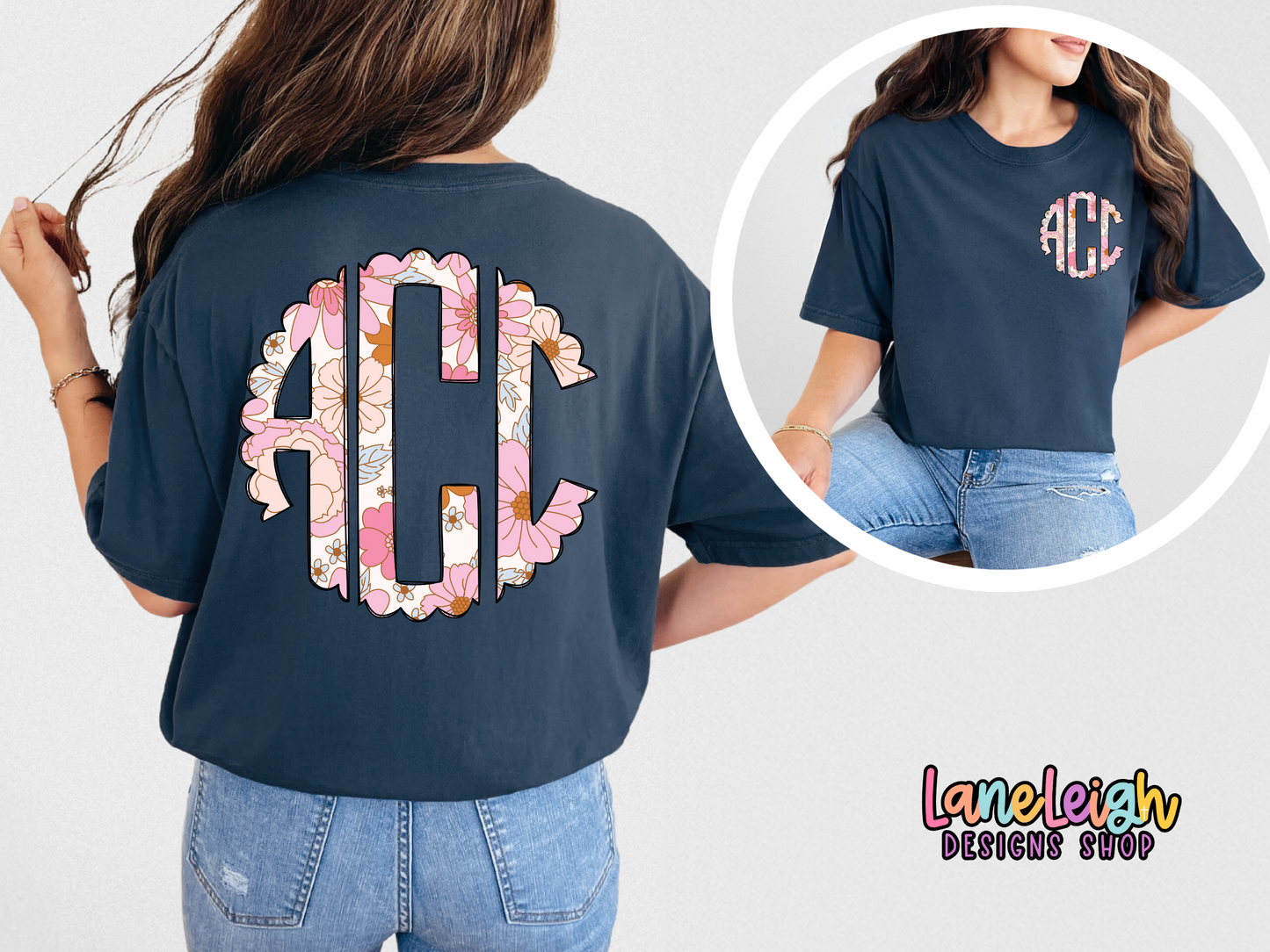 Pink Me Floral Monogram Tee