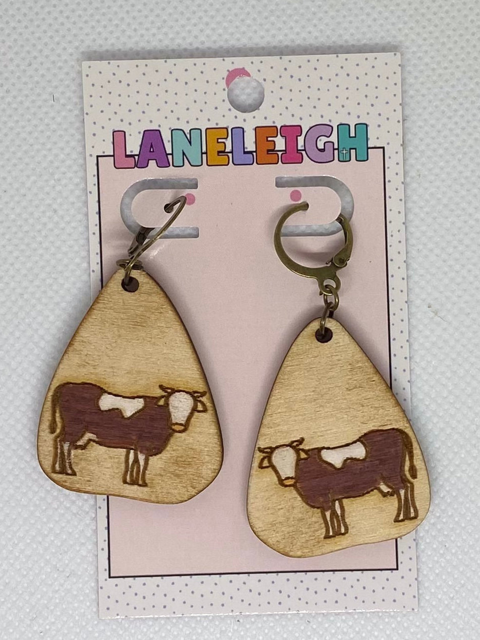 Wooden Cow Earrings