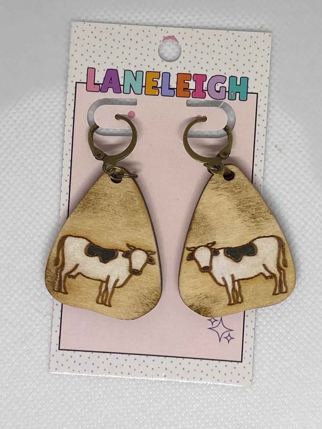 Wooden Cow Earrings