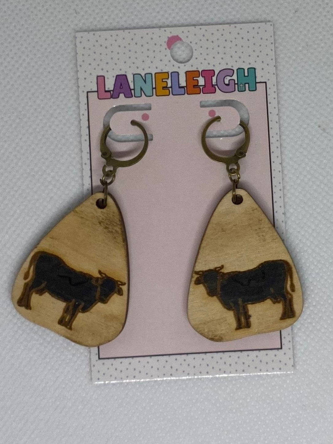 Wooden Cow Earrings