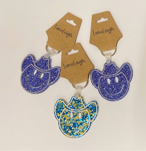 Glittery Smiley Face Keychain