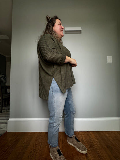 Jacquard Waffle Knit Top