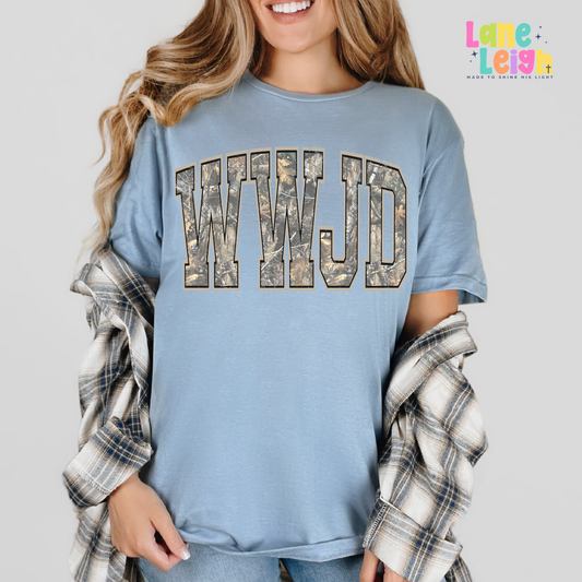 WWJD Camo Letter Tee