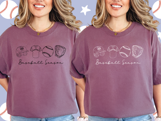 Baseball Season Doodle Tee