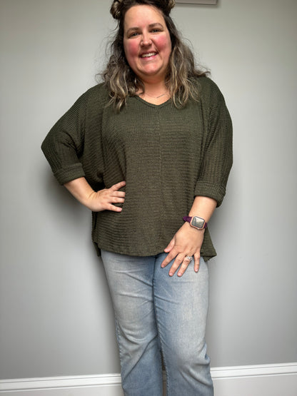 Jacquard Waffle Knit Top