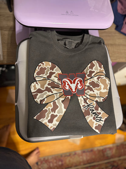 Camo Bow Rams Comfort Colors Tee