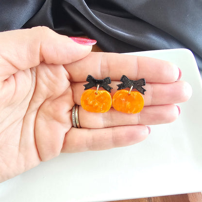 Bow Pumpkin Patch Earrings - Orange