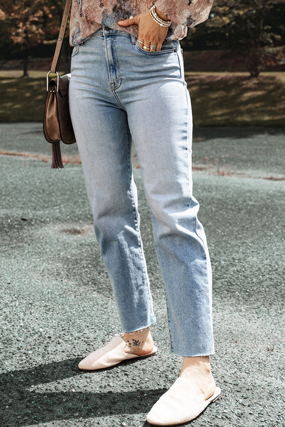 Blue Skies Raw Edge Straight Jeans