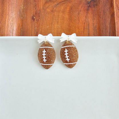 Bow Football Earrings