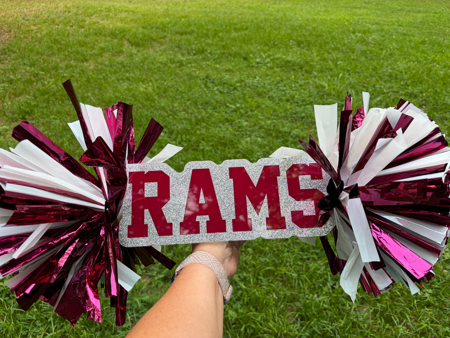 Glitter Rams Spirit Cheer stick with Poms