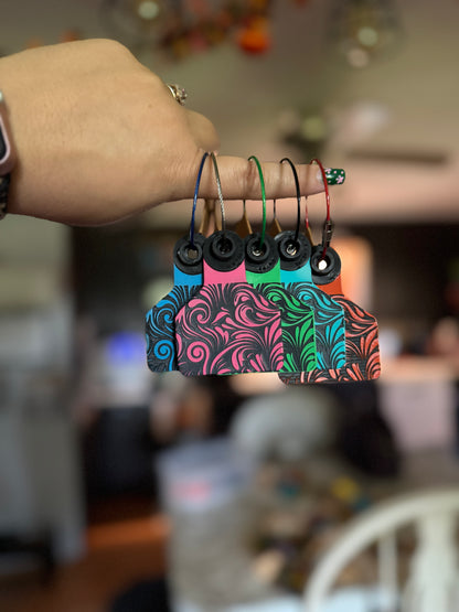 Colorful Floral Cowtag Keychains