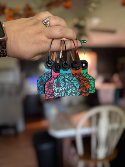 Colorful Floral Cowtag Keychains