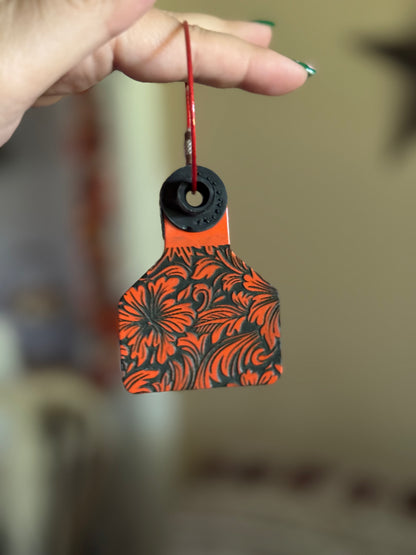 Colorful Floral Cowtag Keychains