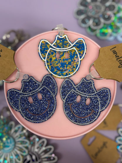 Glittery Smiley Face Keychain