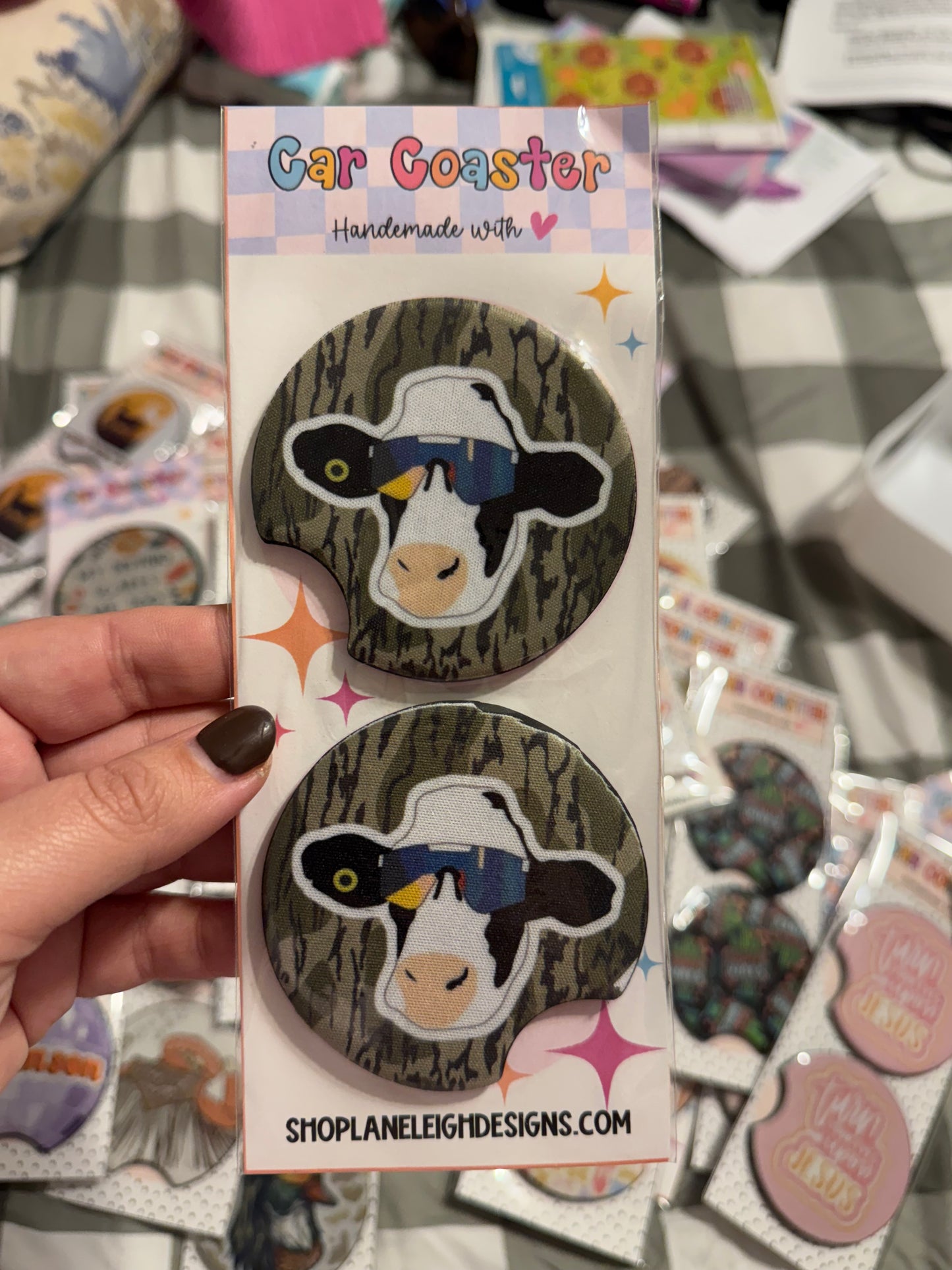 Camo Cow Car Coasters