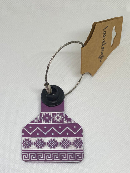 Colorful Aztec Cow Tag Keychains