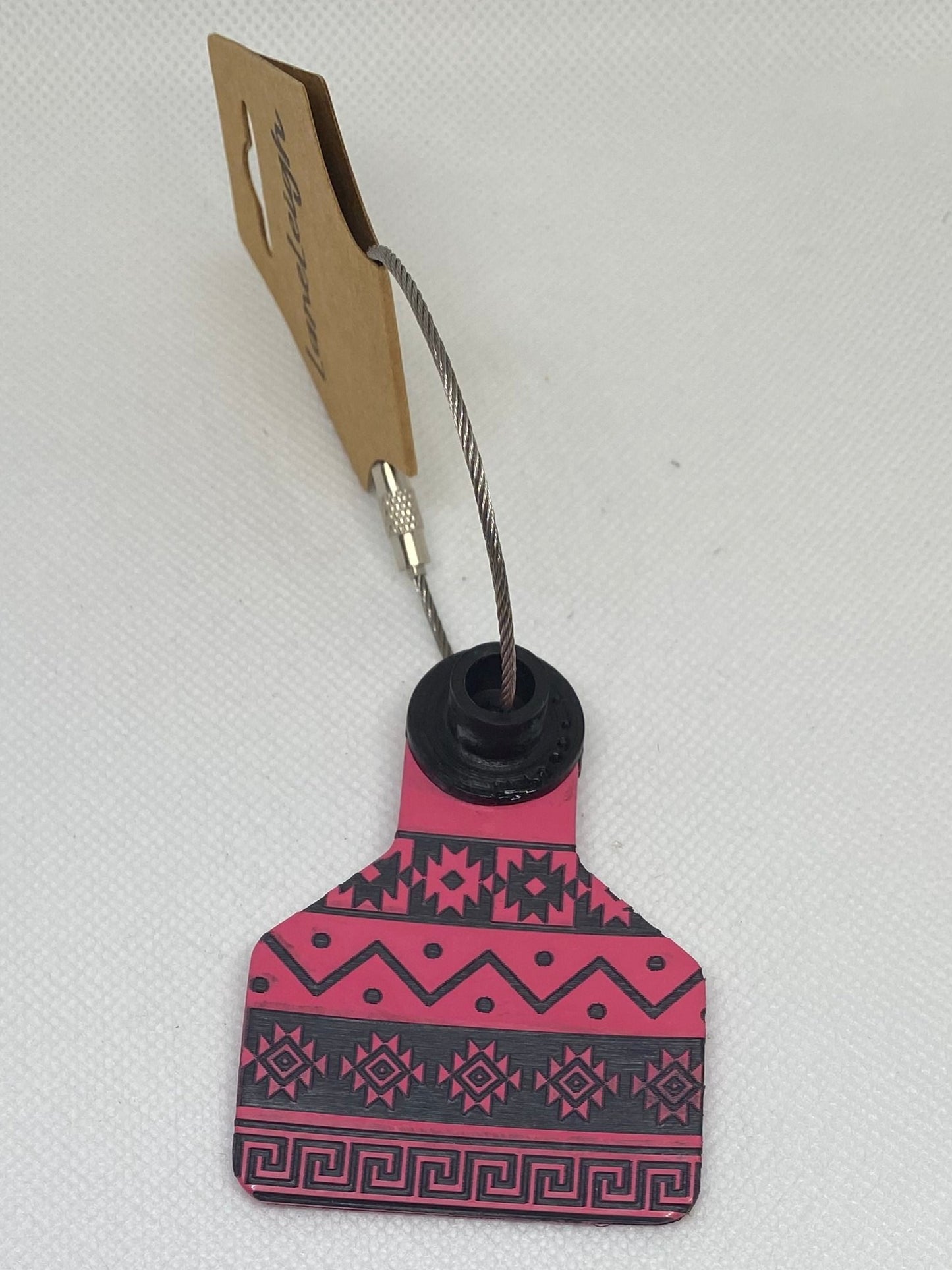 Colorful Aztec Cow Tag Keychains