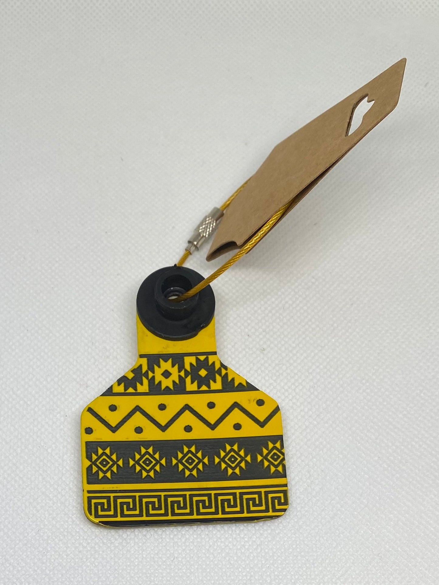Colorful Aztec Cow Tag Keychains
