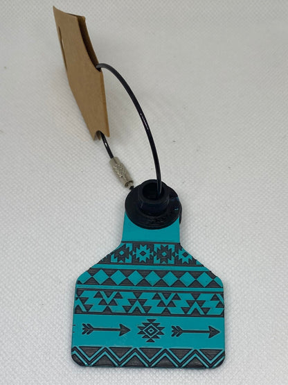 Colorful Aztec Cow Tag Keychains