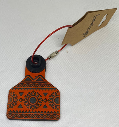 Colorful Aztec Cow Tag Keychains