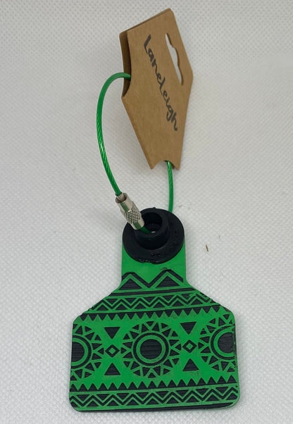 Colorful Aztec Cow Tag Keychains