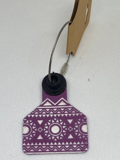 Colorful Aztec Cow Tag Keychains