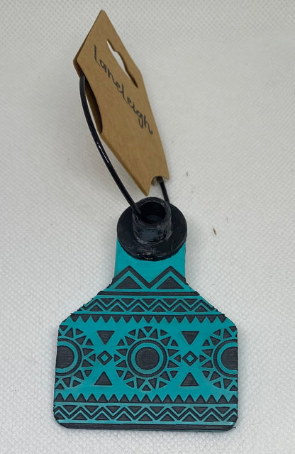 Colorful Aztec Cow Tag Keychains