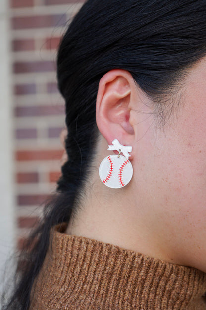 Bow Baseball Earrings