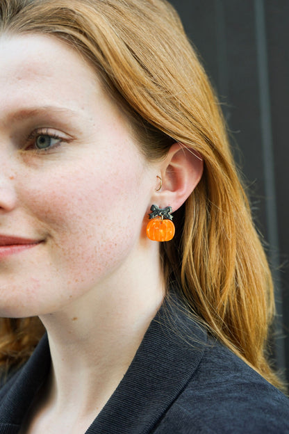 Bow Pumpkin Patch Earrings - Orange