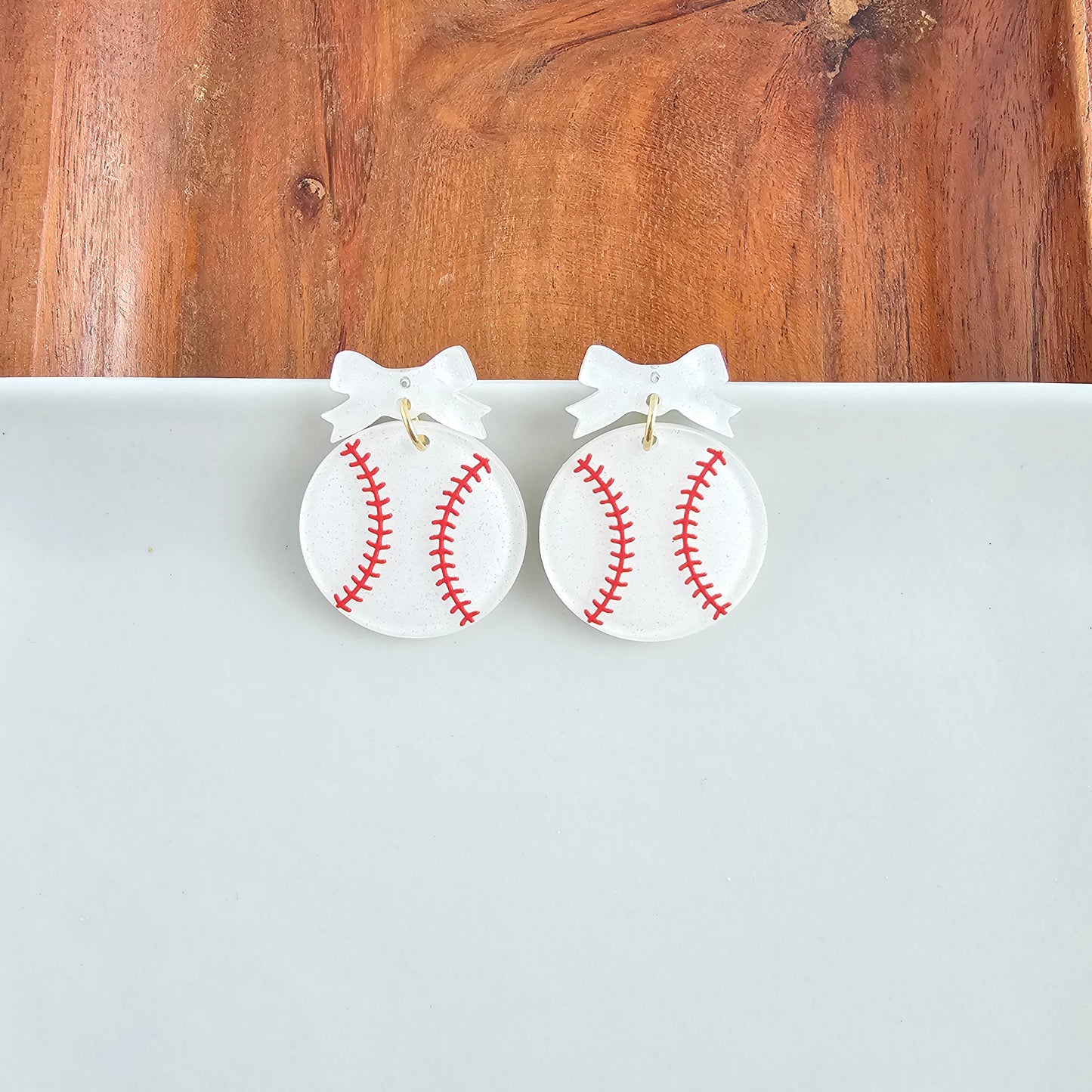 Bow Baseball Earrings