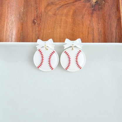 Bow Baseball Earrings