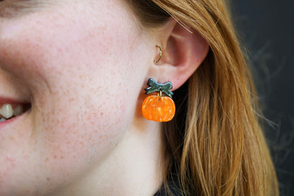 Bow Pumpkin Patch Earrings - Orange