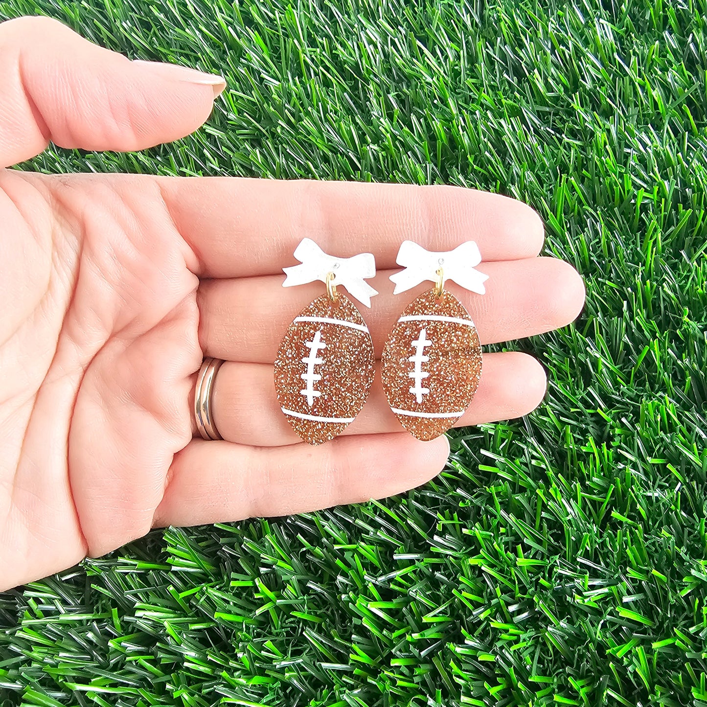 Bow Football Earrings