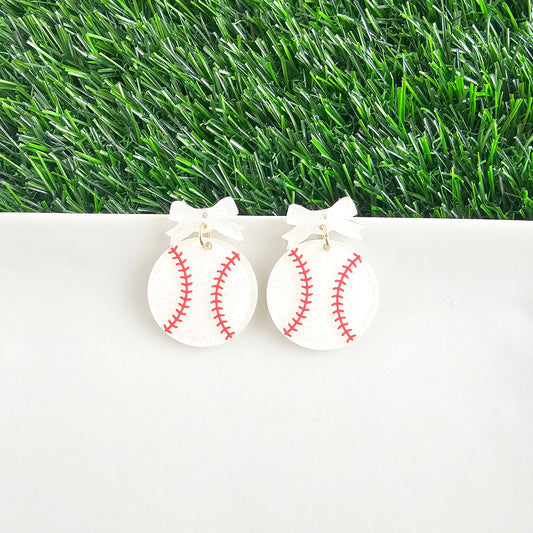 Bow Baseball Earrings