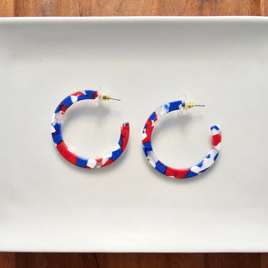 Camy Hoops - Red, White & Blue